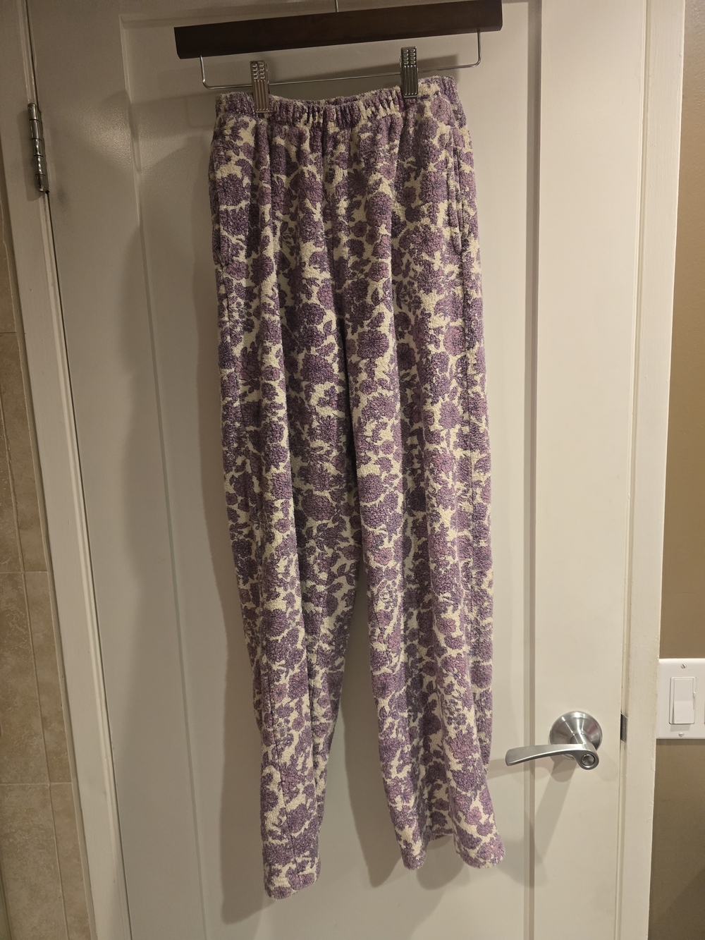American Vintage Brand 100% Cotton Fleece Pants With Lavender Print